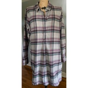 Patagonia Large Organic Cotton Fjord Dress Flannel Shirt Dress L